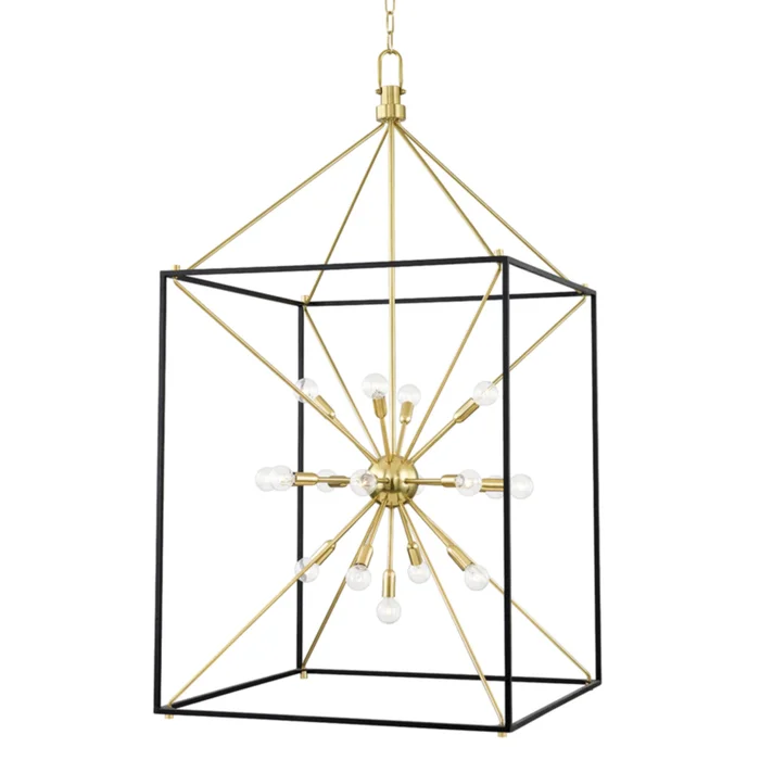 Glendale 25-Light Lantern in Aged Brass/Black 27L x 27W x 51.25H