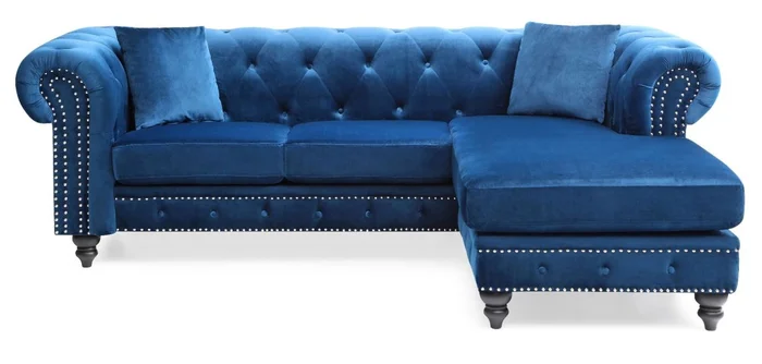 Glory Furniture G0351 Sofa Chaise in Navy Blue G0351B-SC