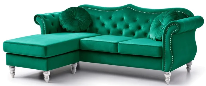Glory Furniture G0662 Sofa Chaise in Green G0662B-SCH