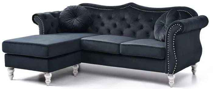 Glory Furniture G0663 Sofa Chaise in Black G0663B-SCH