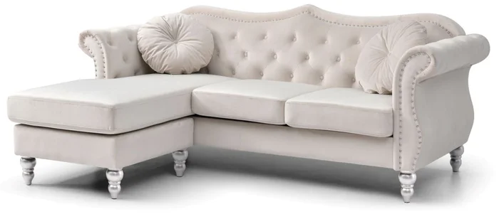 Glory Furniture G0667 Sofa Chaise in Ivory G0667B-SCH