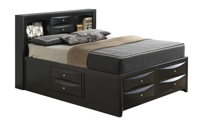 Glory Furniture G1500 King Storage Bed in Black G1500G-KSB3