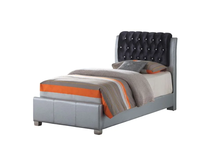 Glory Furniture G1503C Twin Upholstered Panel Bed in Silver