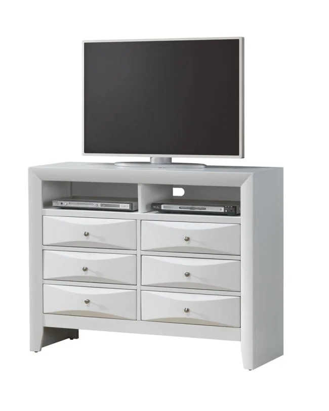 Glory Furniture G1570 TV Chest in White G1570-TV2
