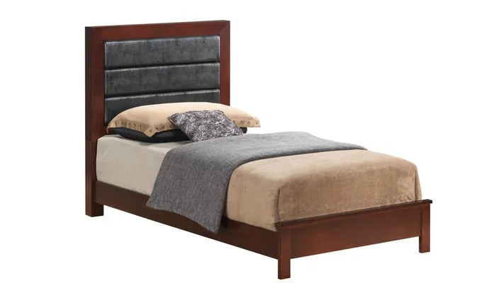 Glory Furniture G2400A Twin Upholstered Panel Bed in Cherry G2400A-TB