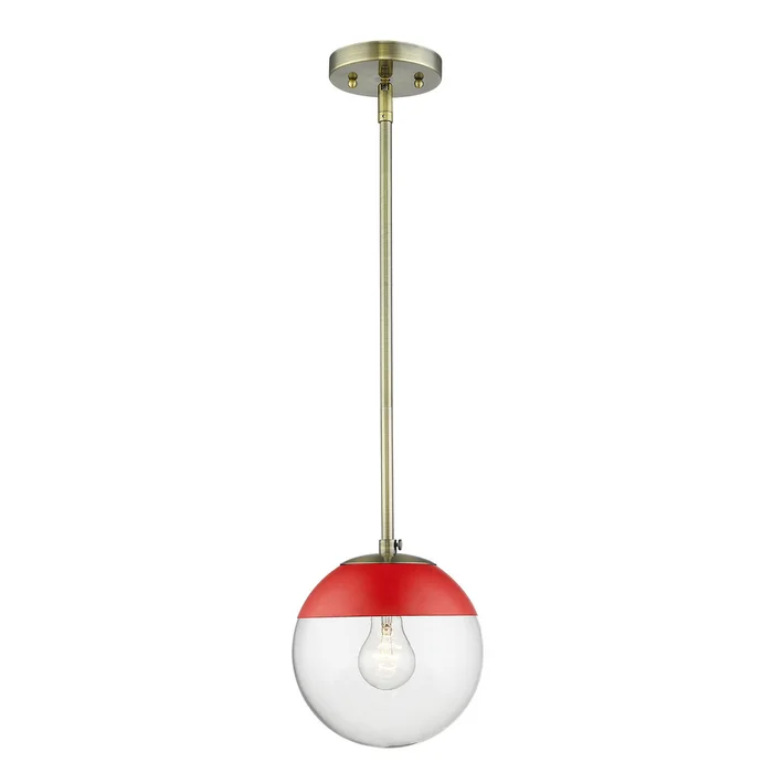 Golden Dixon Small Pendant with Rod – Aged Brass – 3219-S AB-RED