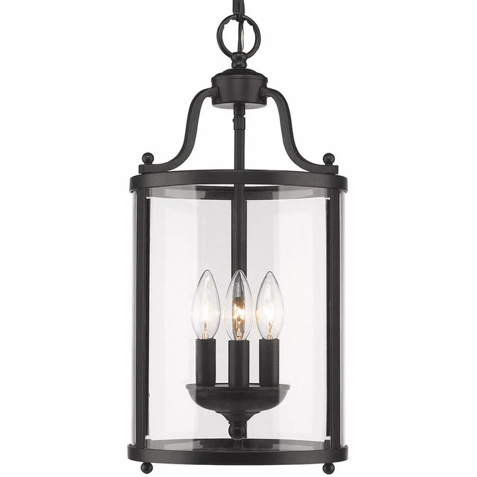 Golden Lighting 1157-3P BLK Payton Matte Black Foyer Lighting