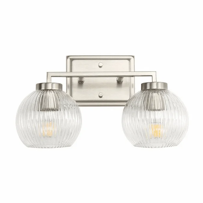 Golden Lighting 3094-BA2 PW-RIB Elliott Contemporary Pewter 2-Light Bathroom Lighting