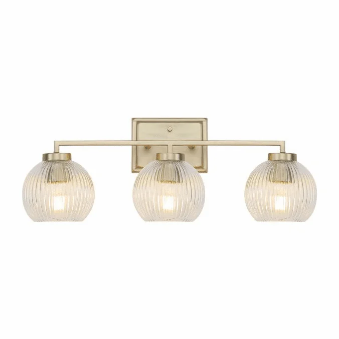Golden Lighting 3094-BA3 BCB-RIB Elliott Contemporary Brushed Champagne Bronze 3-Light Bathroom Sconce Lighting