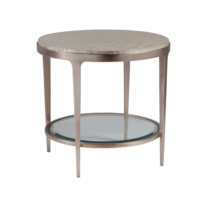 gravitas round end table