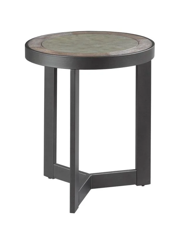 Hammary Hamilton Graystone Round End Table in Rustic Dark Oak 650-917