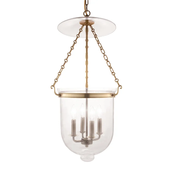 Hampton 4-Light Pendant in Aged Brass 14.5L x 14.5W x 30.75H