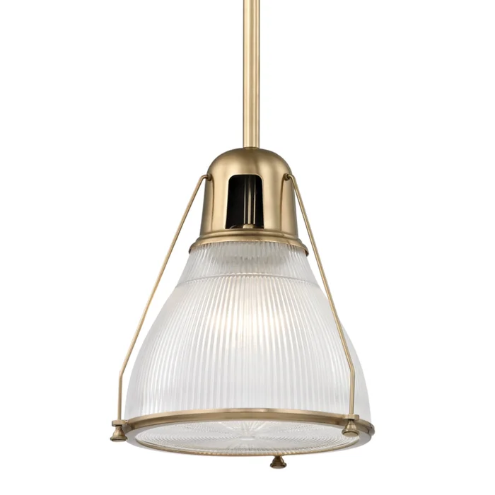 Haverhill 1-Light Pendant in Aged Brass 12L x 12W x 15.75H