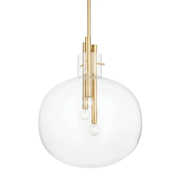 Hempstead 3-Light Pendant in Aged Brass 18.25L x 18.25W x 22.5H