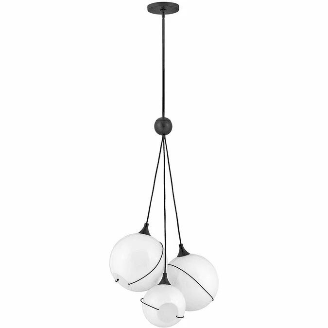 Hinkley 30304BLK-WH Skye Modern Black with Cased Opal glass LED Multi Hanging Pendant Lighting