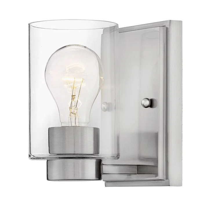 Hinkley Miley Bathroom Wall Sconce – Brushed Nickel with Clear Glass – 5050BN-CL