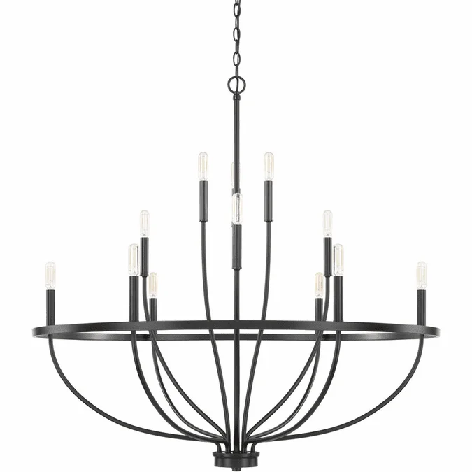 Home Place 428501MB Greyson Contemporary Matte Black Lighting Chandelier