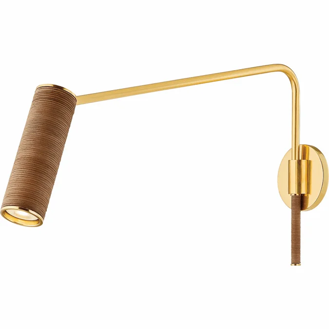 Hudson Valley 2117-AGB Narragansett Contemporary Aged Brass Swing Arm Wall Lamp