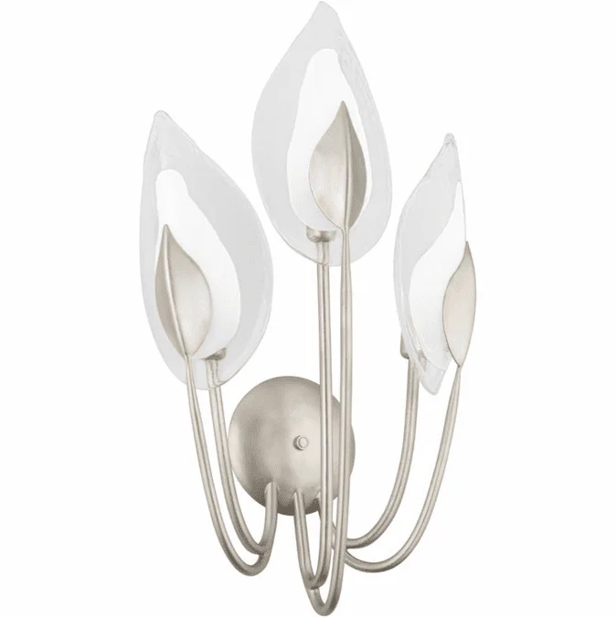 Hudson Valley 4803-SL Blossom Contemporary Silver Leaf Wall Sconce Light