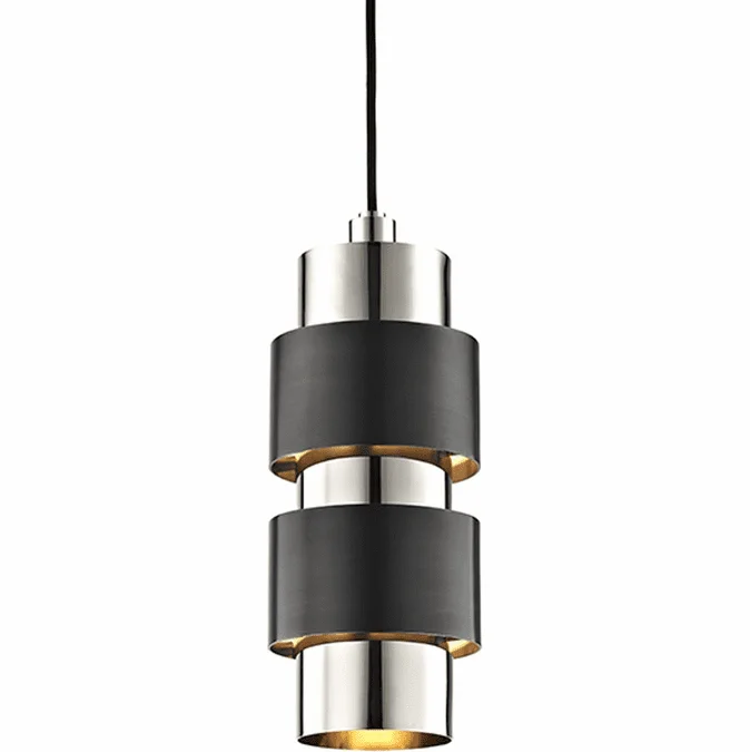 Hudson Valley 9422-PNOB Cyrus Contemporary Polished Nickel / Old Bronze Combo Mini Hanging Lamp