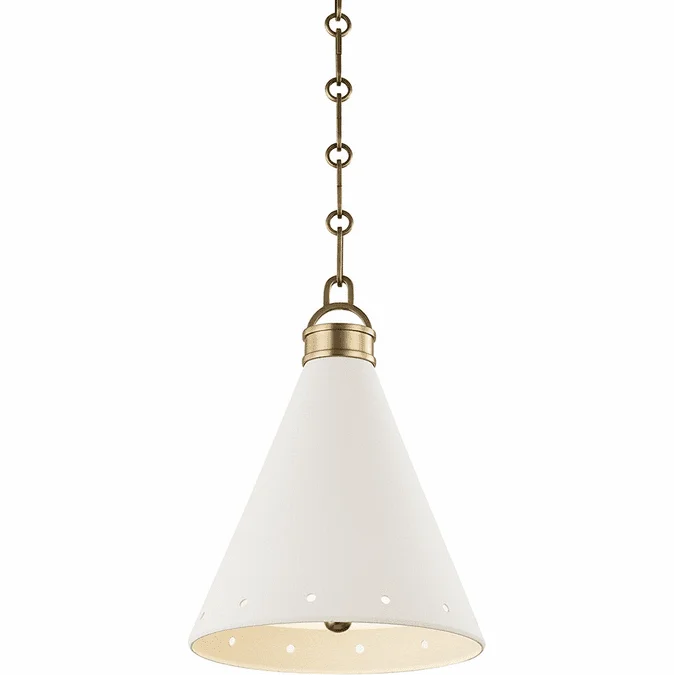 Hudson Valley MDS400-AGB-WP Plaster No.1 Modern Aged Brass / White Plaster Mini Ceiling Pendant Light