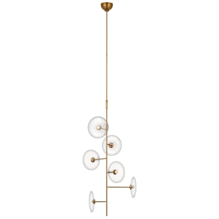 Ian K. Fowler Calvino Small Entry Chandelier in Hand-Rubbed Antique Brass with Clear Glass Ceiling Light W20″