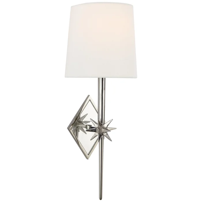 Ian K. Fowler Etoile Sconce in Polished Nickel with Linen Shade Wall Light W5.25″ x H16.75″