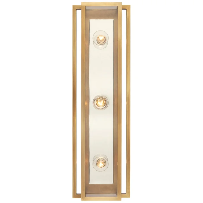 Ian K. Fowler Halle 24″ Vanity Light in Hand-Rubbed Antique Brass and Polished Nickel with Clear Glass Wall Light W7.25″ x H24″