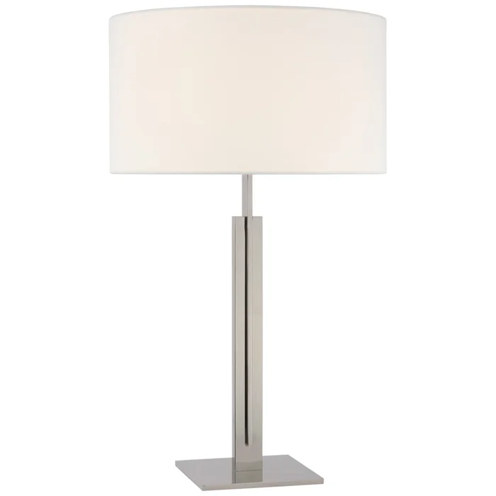 Ian K. Fowler Serre Large Table Lamp in Polished Nickel with Linen Shade W18″ x H30″