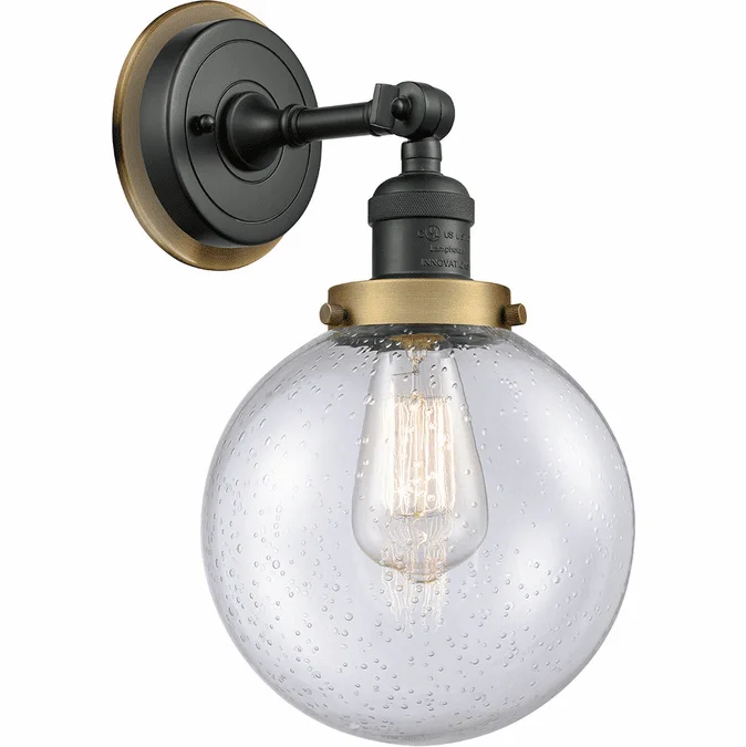 Innovations 203BK-BPBB-HRBB-G204-8 Franklin Restoration Beacon Matte Black Seedy Beacon Wall Lighting
