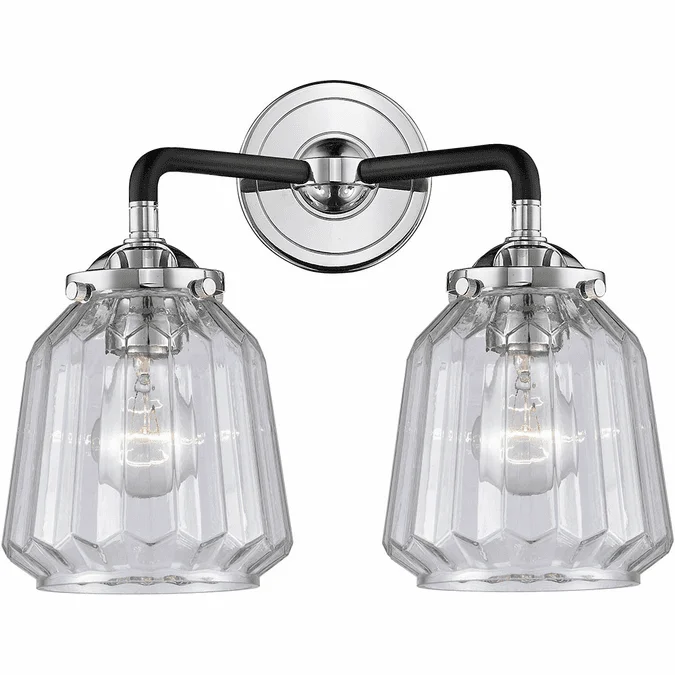 Innovations 284-2W-BPN-G142 Nouveau Chatham Modern Black Polished Nickel 2-Light Bathroom Lighting Fixture