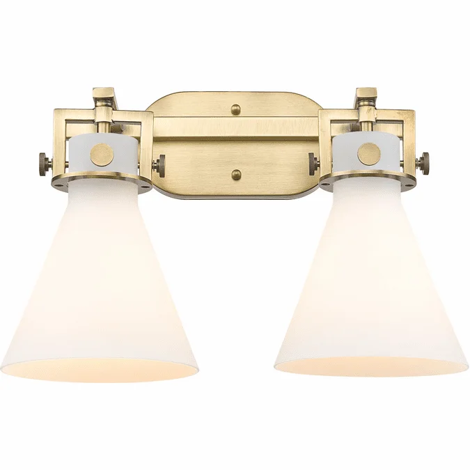 Innovations 411-2W-G411-7WH Newton Cone 2-Light Bathroom Lighting Sconce