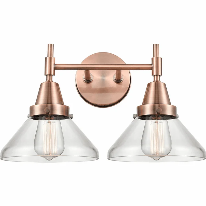 Innovations 447-2W-AC-G4472 Caden Antique Copper Clear Caden 2-Light Bathroom Sconce