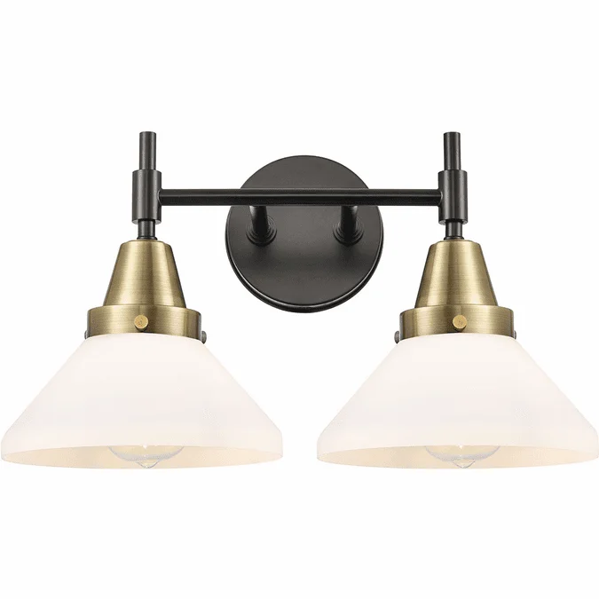 Innovations 447-2W-BAB-G4471 Caden Black Antique Brass White Caden 2-Light Bathroom Lighting