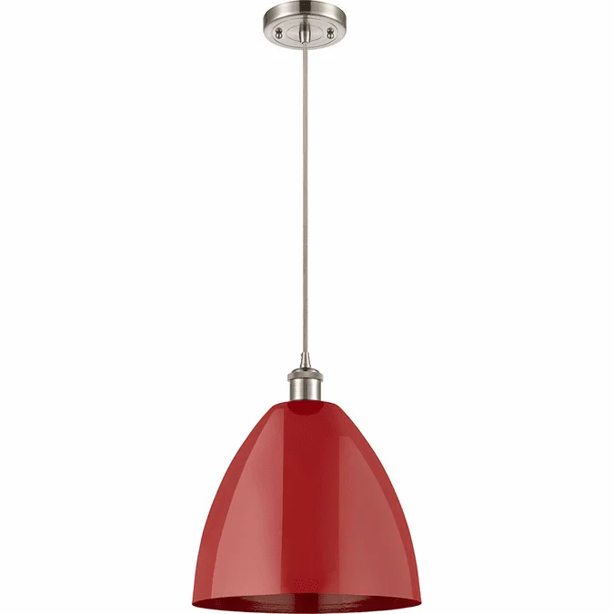 Innovations 516-1P-SN-MBD-12-RD Ballston Plymouth Dome Brushed Satin Nickel LED Mini Pendant Lighting Fixture