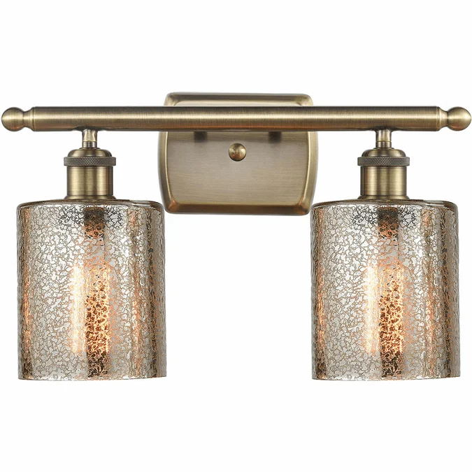Innovations 516-2W-AB-G116 Ballston Cobbleskill Antique Brass LED 2-Light Bath Light Fixture