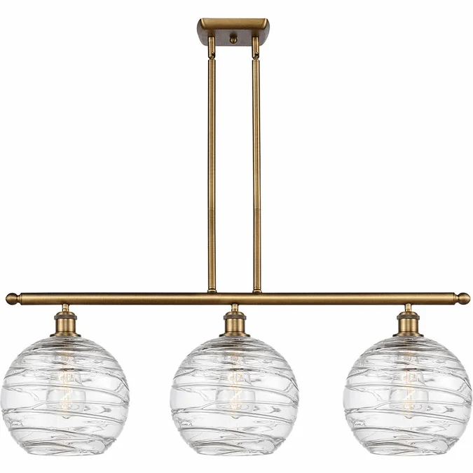 Innovations 516-3I-BB-G1213-10 Ballston Deco Swirl Brushed Brass Clear Deco Swirl LED Island Lighting