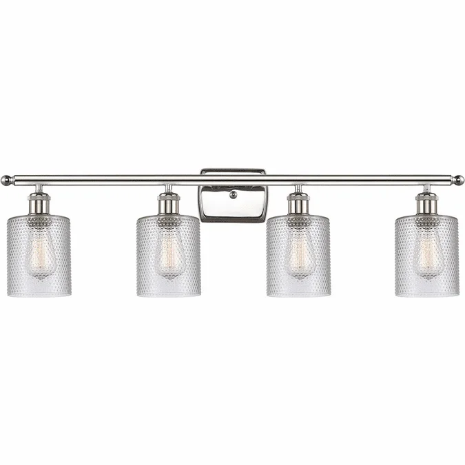 Innovations 516-4W-PN-G112 Ballston Cobbleskill Modern Polished Nickel 4-Light Bathroom Vanity Lighting