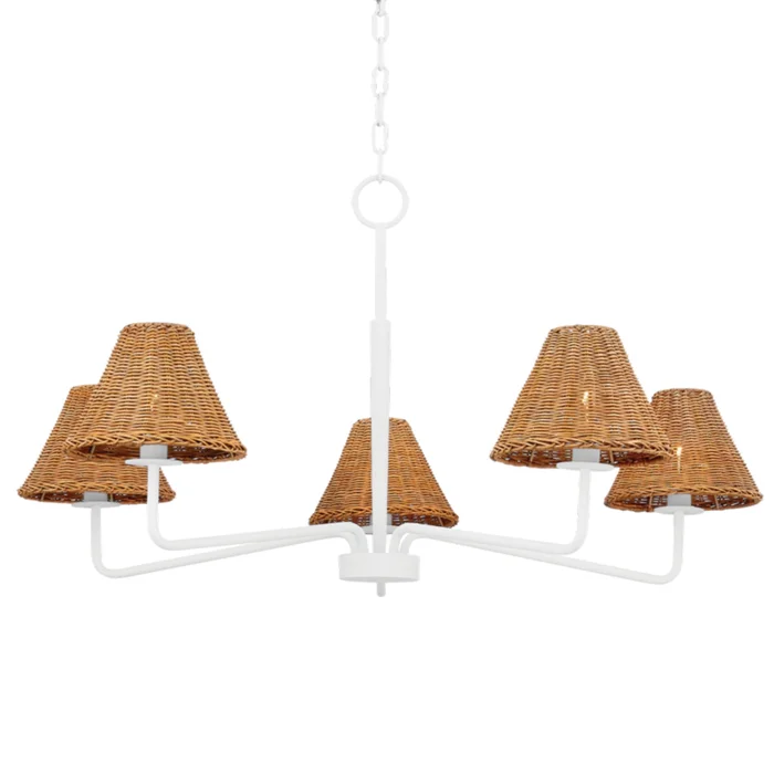 Issa 5-Light Chandelier in Textured White by TALI ROTH 65.75L x 40W x 20.5H