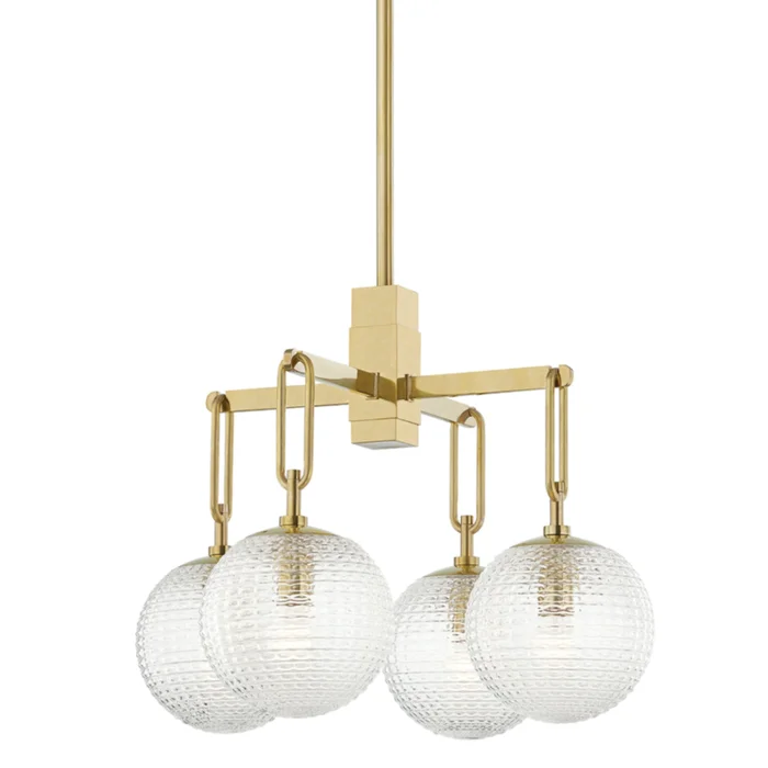 Jewett 4-Light Chandelier in Aged Brass 24L x 24W x 19.25H