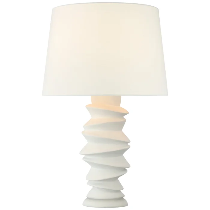 Julie Neill Karissa Medium Table Lamp in Plaster White with Linen Shade W18″ x H28.75″