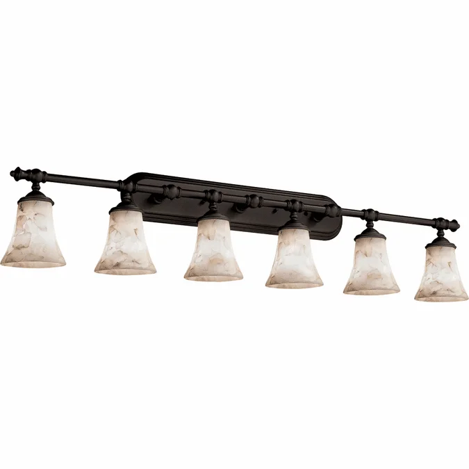 Justice Design ALR-8526-20 Alabaster Rocks! Traditional Round Flared 6-Light Vanity Light