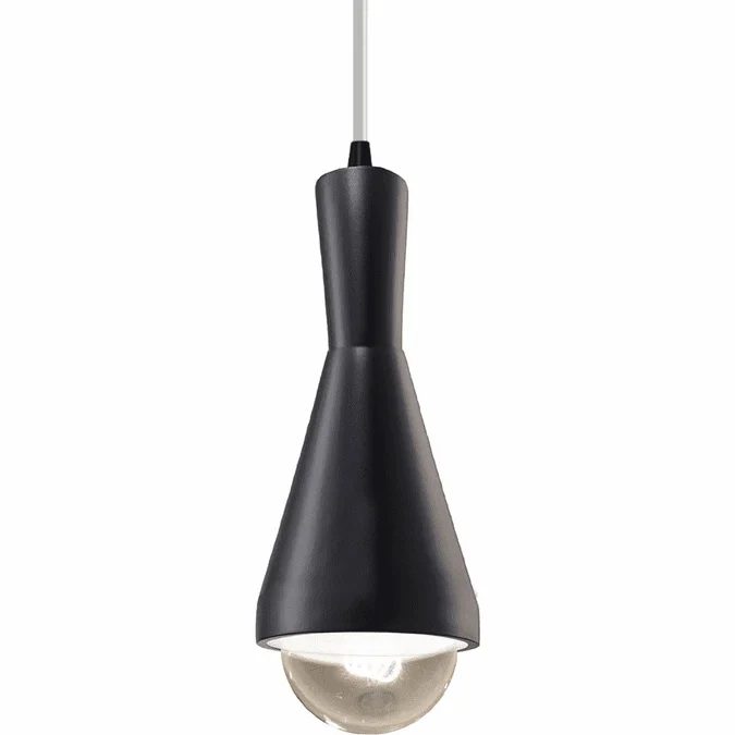 Justice Design CER-6520-CRB-MBLK-WTCD Radiance Erlen Modern Carbon Matte Black LED Mini Pendant Lamp