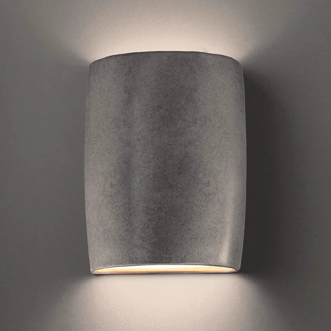 Justice Design CER-8858W Ambiance Large Wide Cylinder Contemporary Ceramic LED Outdoor Sconce Lighting