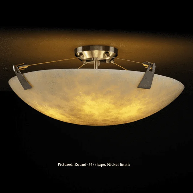 Justice Design CLD-9632 Tapered Clips Small Cloud Glass Semi Flush Ceiling Lighting With LED Option
