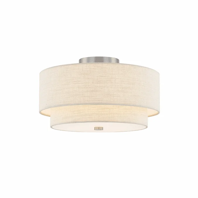 Justice Design FAB-9772-CREM Woven Fabric Classic EVOLV Contemporary Brushed Nickel 15″ Flush Lighting