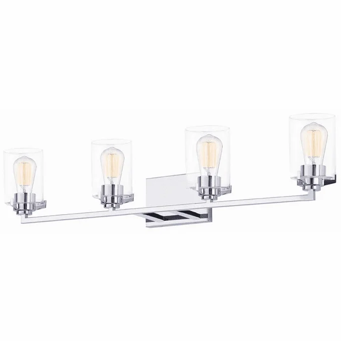 Justice Design FSN-8094-CLER-CROM Fusion Cilindro Contemporary Polished Chrome 4-Light Bathroom Light Sconce