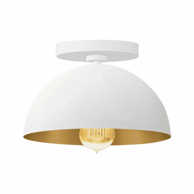 Justice Design NSH-9849-MTGD Elias Modern Matte White with Champagne Gold interior Ceiling Light Fixture