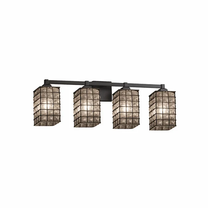 Justice Design WGL-8434 Wire Glass Regency Modern 4-Light Bath Lighting Fixture