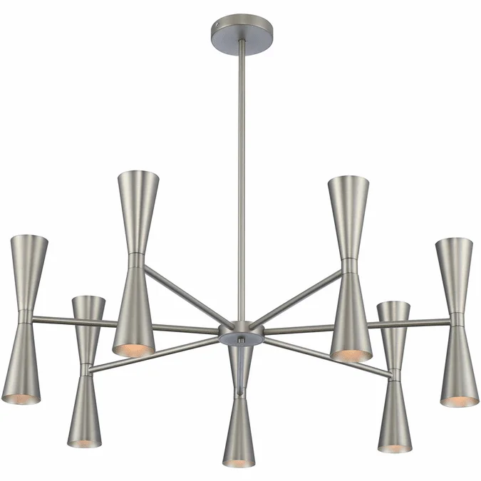 Kalco 310471SN Milo Contemporary Satin Nickel LED Lighting Chandelier